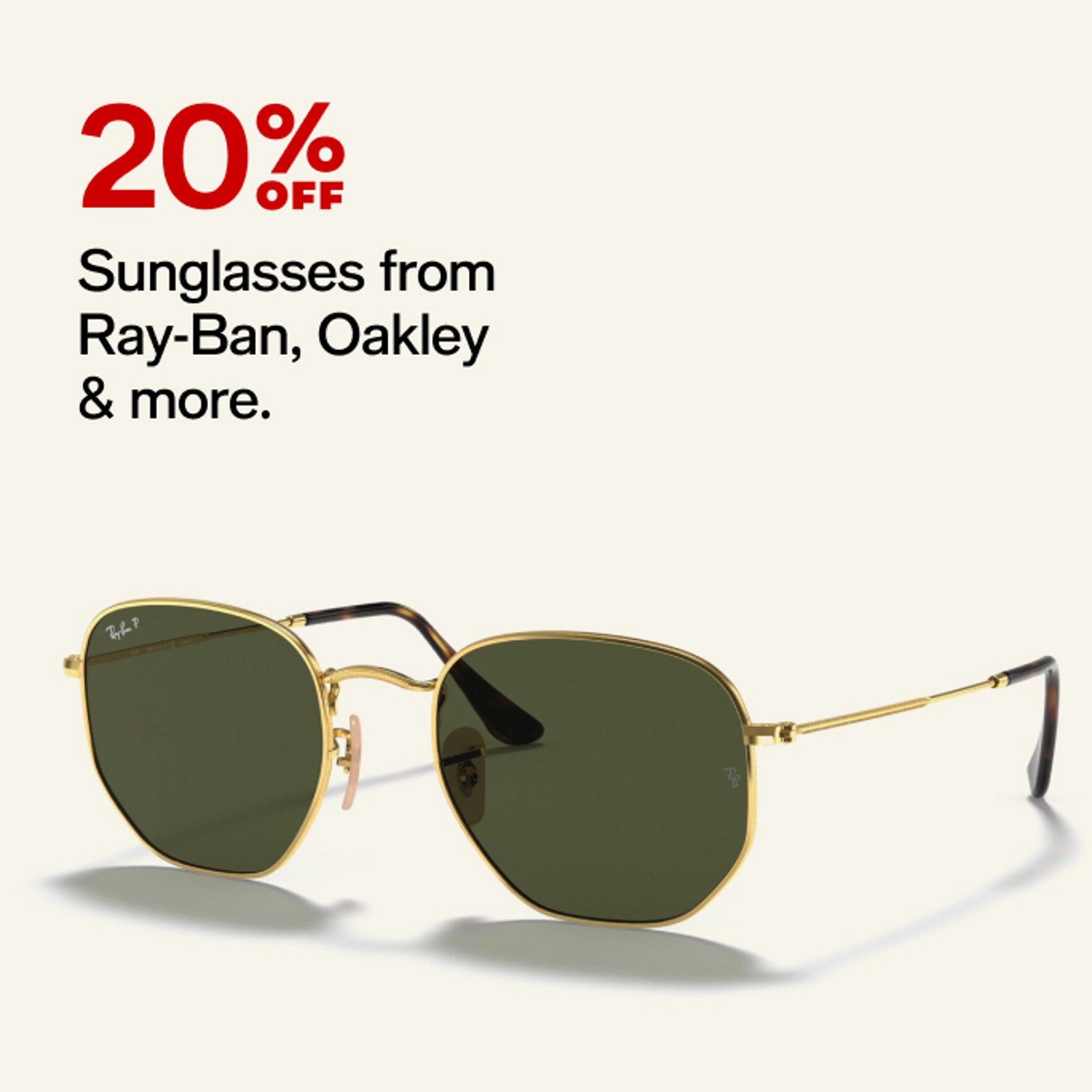 20 off Sunglasses from Ray-ban, Oskley & more