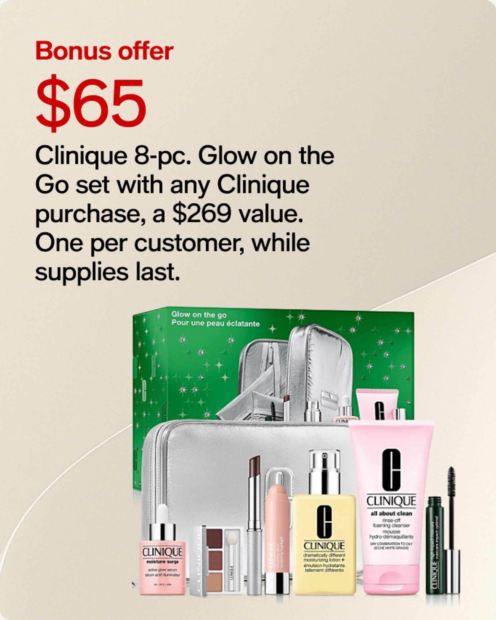 $65 Clinique Glow Set