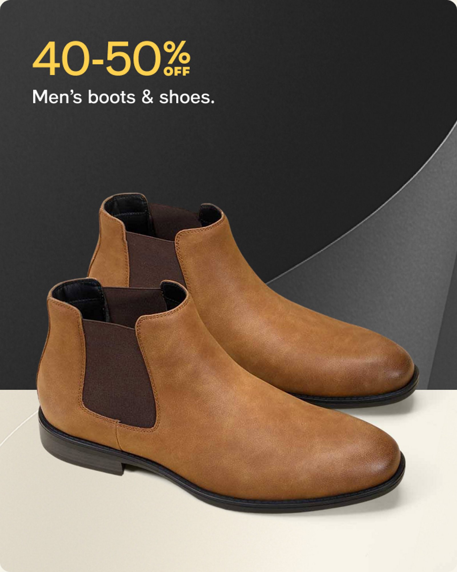 40-50% off Mens boots & shoes