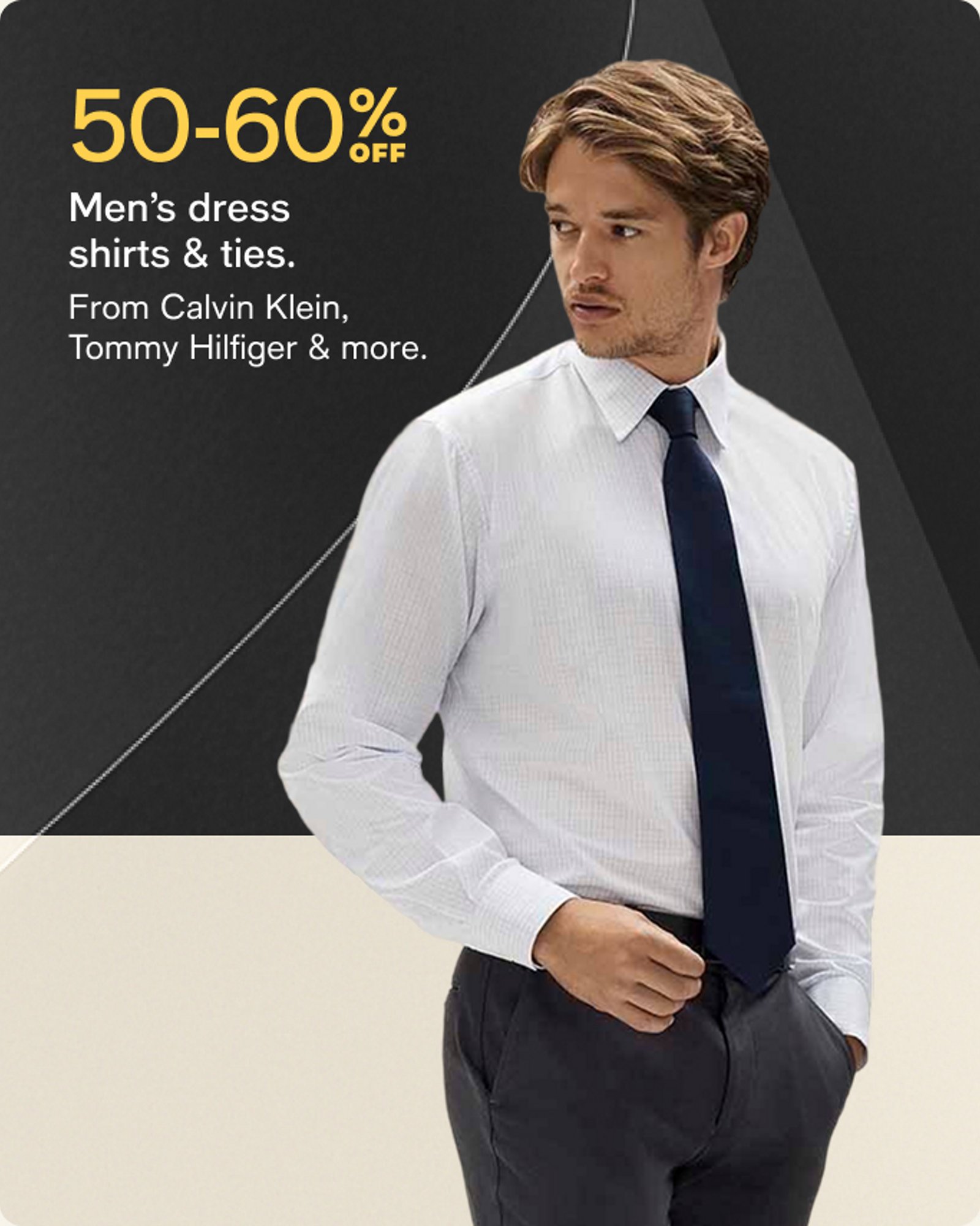 50-60% off Mens dress shirts & ties