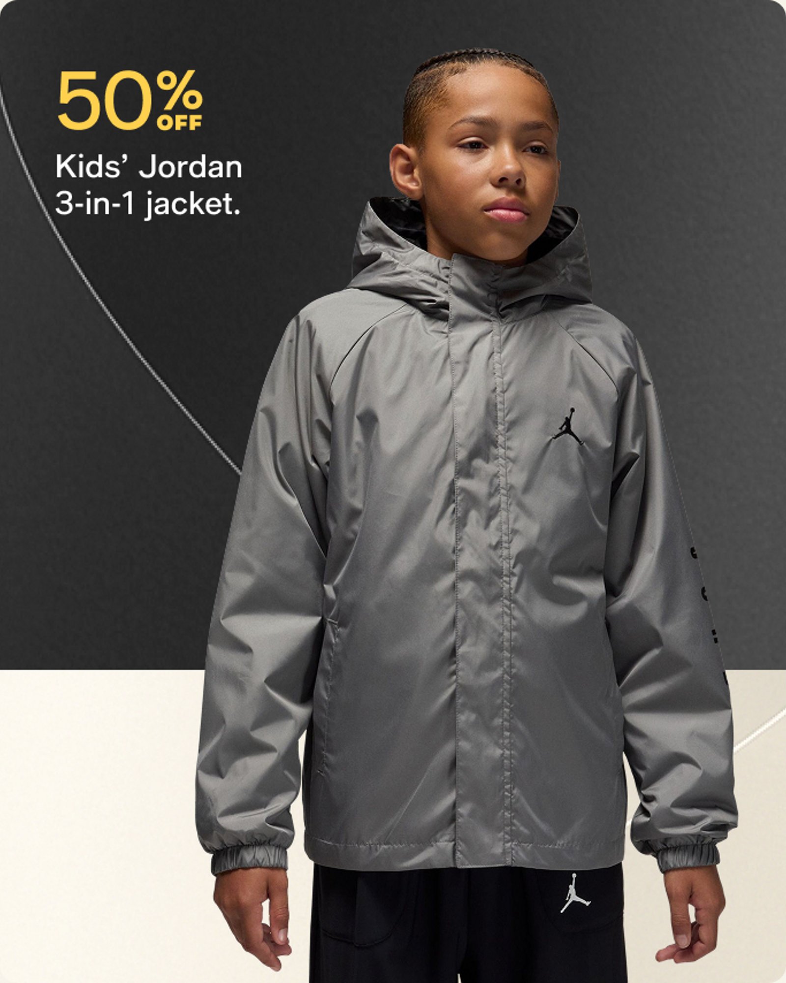 50% kids Jordan 3-in-1 jacket